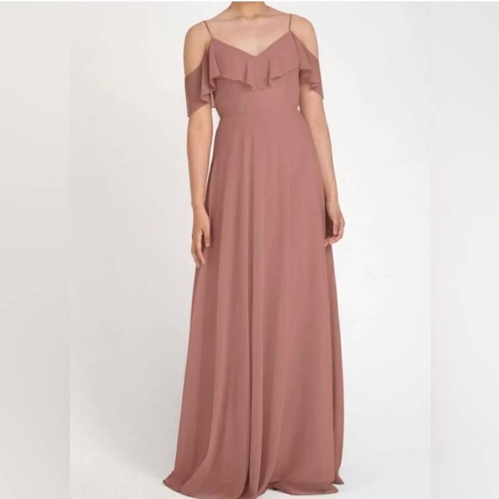 Anthropologie Jenny Yoo Mila Maxi Gown Cold Shoulder Size 2